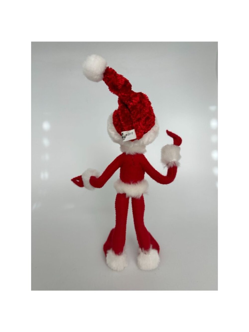 Annalee 2012 Christmas Elf Doll Red White Santa Outfit Holly Brown Hair Poseable - Picture 3 of 8